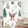 2pcs  Curtains Christmas Bow Holly Berry Tree Fashionable Popular Curtains Durable Polyester Curtains Decorations Inside Use for