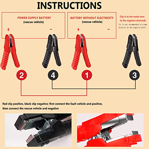 ledmomo 3M Booster Cable, 2000A, Compatible with 12V and 24V, Heat Resistant, Cold Protection, High Safety, and Durability for Cars, SUVs, Trucks, and