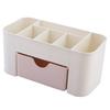 Cosmetics Makeup Organizer PP Multifunctional 6 Compartments Makeup Desk Organizer with Drawer Pink