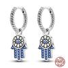 Sparkling Women Hoop Earrings 925 copper Heart Shape Star Moon Round Blue Zircon Fit Origina Drop Earrings Zircon Holiday gifts