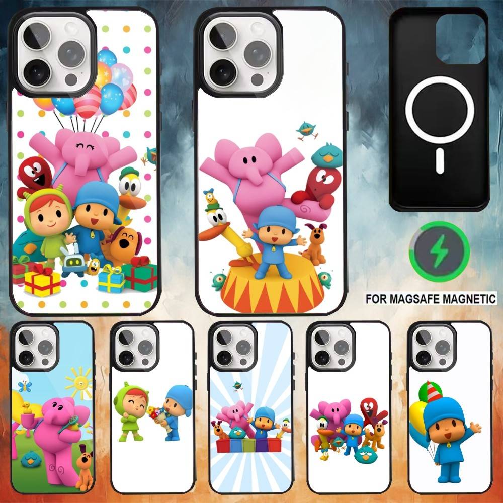 Cartoon niedliche P-Pocoyo Handyhülle Für iPhone 17 16 15 14 13 12 Pro Max Plus für Magsafe Spiegel Kabellose Magnetische Abdeckung
