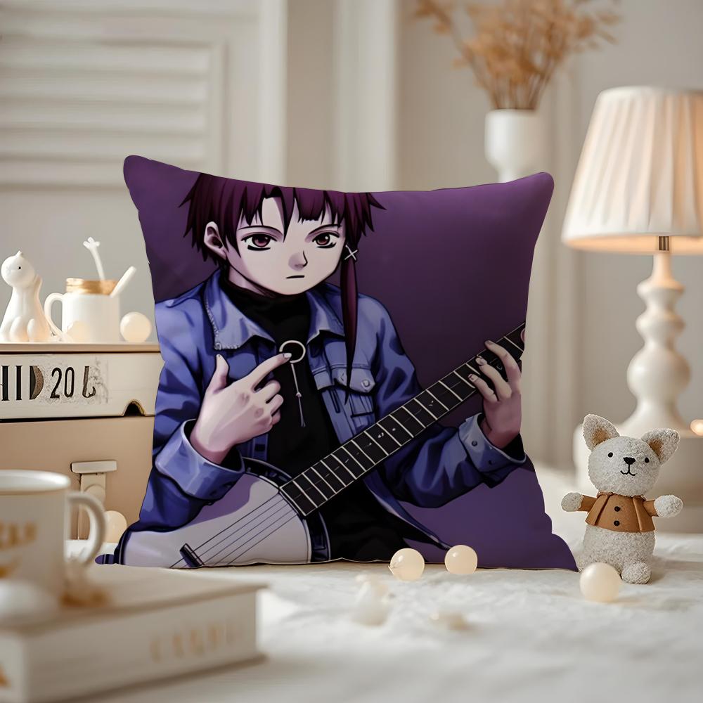 Anime EExperiments LLain Kissenbezug Milbendichter Kissenbezug Versteckter Reißverschluss seidiger kurzer Plüsch Sofakissenbezug