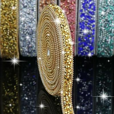 Selbstklebender Kristall Strassstein Aufkleber DIY Aufkleber Bling Kristall Strassstein Band 1cm Breite Diamantband
