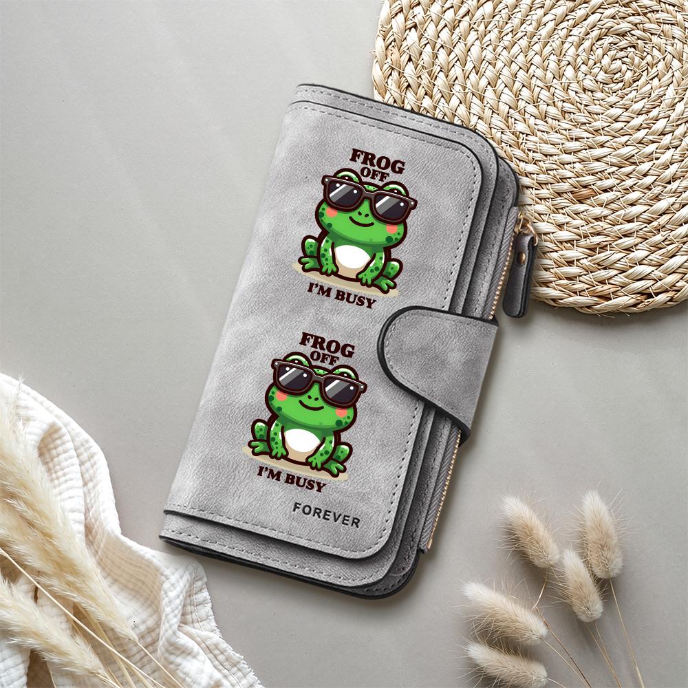 Cute Frog Print Long Wallet Funny Fashion Casual Purse Lightweight Portable Card Holder