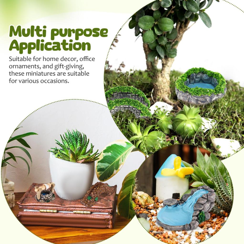 DEARMAMY Miniature Garden Decorations, Set of 15, Resin, Handmade Terrarium Ornaments, 1.93 x 0.87 x 0.87 inches, Micro Landscape, Dollhouse, Bonsai,