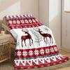 1pc Christmas Elk Print Flannel Blanket, Soft Cozy Throw Blanket Nap Blanket For Travel Sofa Bed Office Home Decor, Christmas