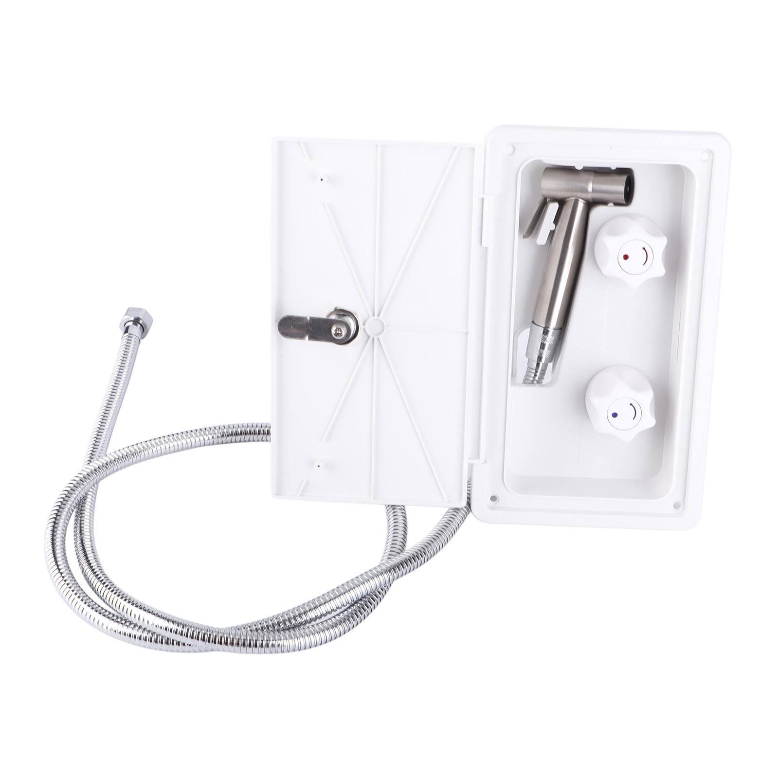 

Комплект душевой коробки для наружного душа автодома, двухвентильный, холодная/горячая вода, двойное управление, с металлическим шлангом, распылительной головкой, замком и ключами, 1/2 дюйма