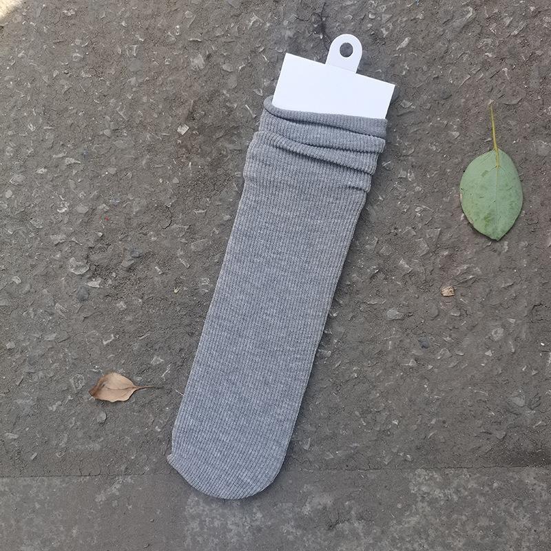 Ladies Autumn and Winter Thick New Products Pure Color Retro Sweat Absorbing Breathable Long Tube Pile Pile Cotton Socks