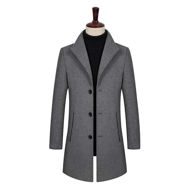 

Мужское шерстяное пальто средней и длинной длины с воротником из хлопка, утолщенное шерстяное пальто для мужчин 4XL серый