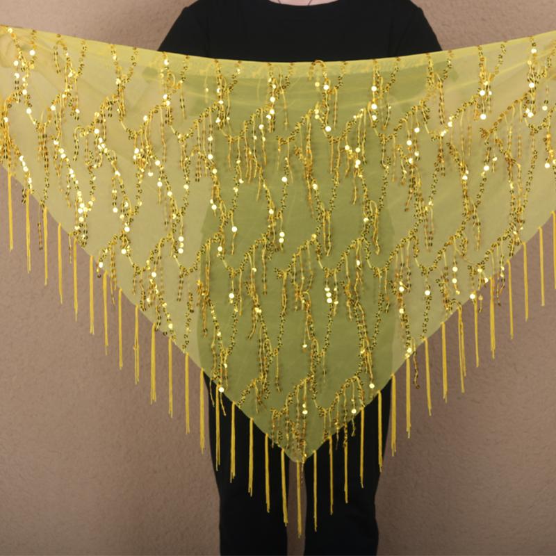 Nieuwe Buikdans Kostuums Pailletten Kwastje Indiase Buikdans Heupsjaal voor Vrouwen Dans Optreden Tailleband 11 Soorten Kleuren One Size goud