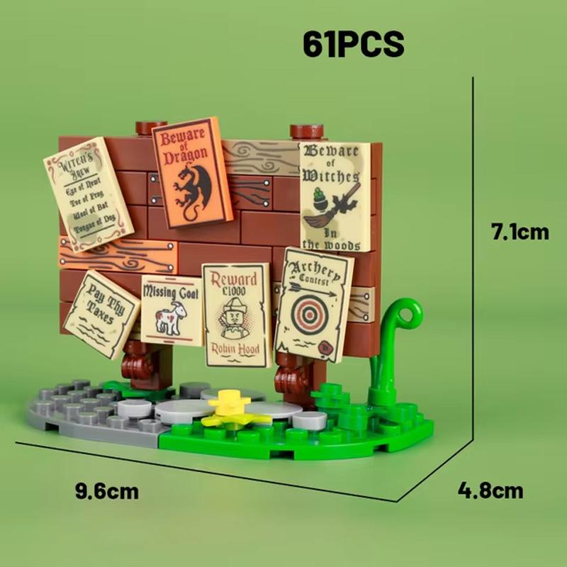 MOC Medieval City Building Block Kitchen House Furniture Bedroom Dining Room Soldiers Figures Helmet Assembly Cattle Bricks Toys