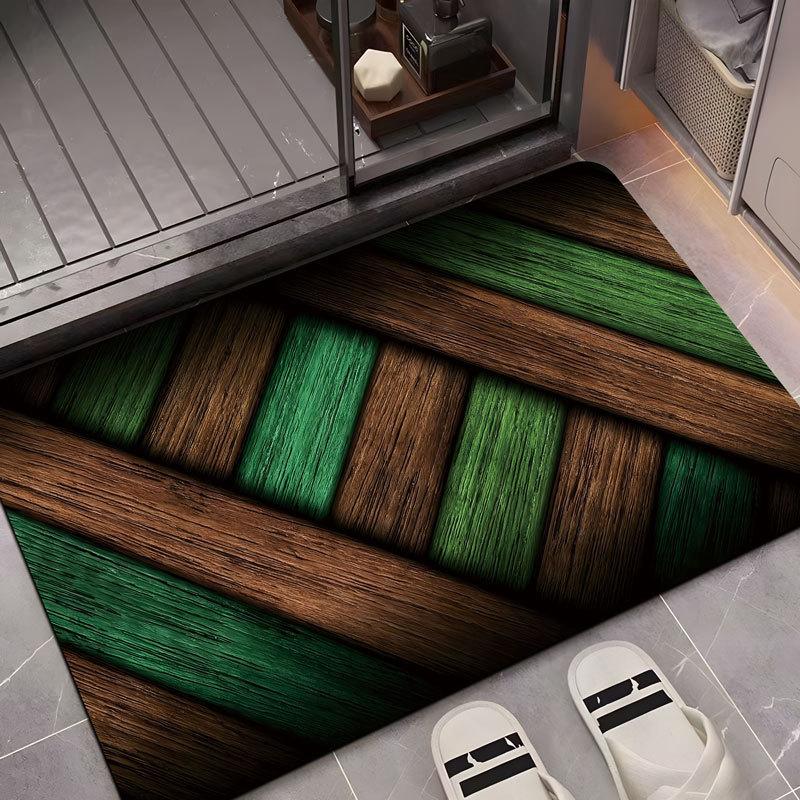 Nordische Holzmaserung Eingangsmatte Fußmatte Schmutzabweisend und Pflegeleicht Rutschfeste Fußmatte