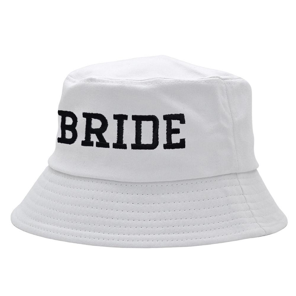 Bride Embroidered Fisherman Hat For Summer Sun Protection With Wide Brim