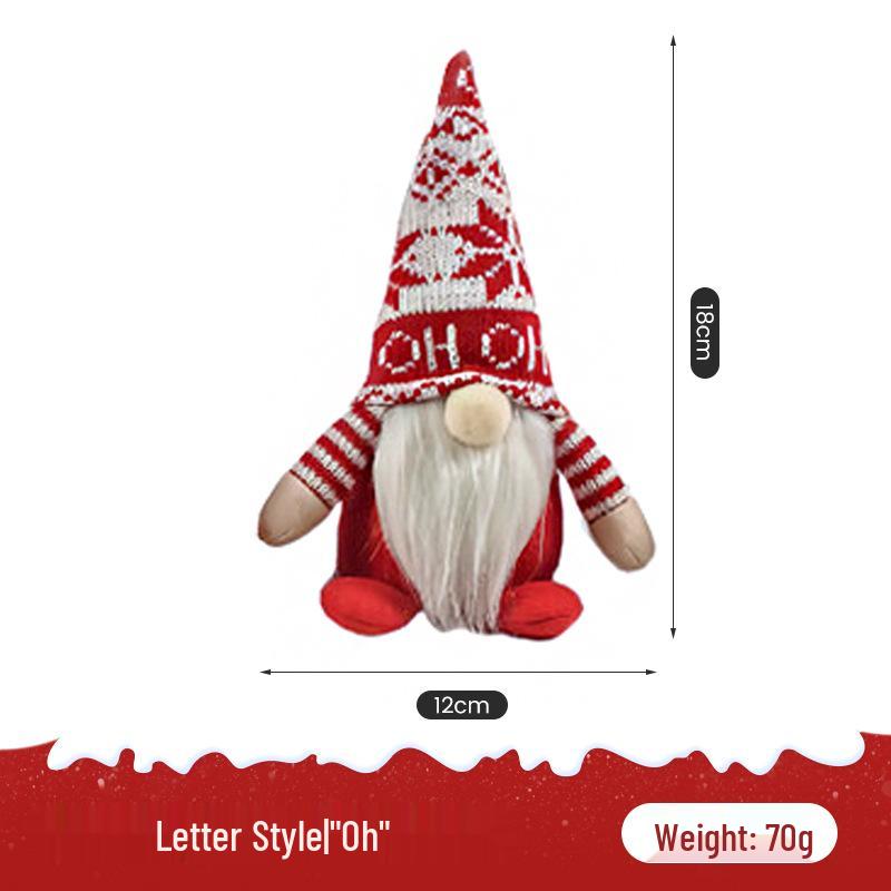Nordic Knitted Santa Gnome Ornament: Christmas Tree Decoration, Faceless Doll for Living Room 12x18 cm