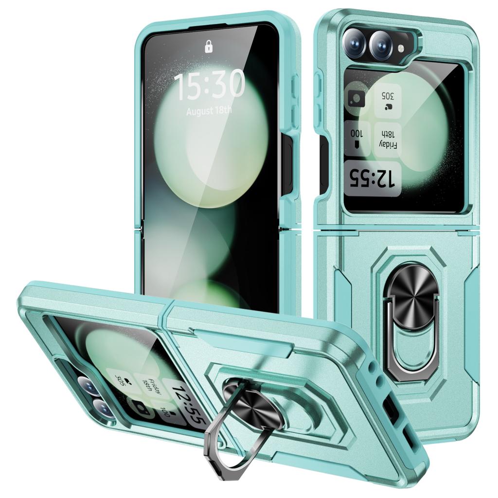 For Samsung Galaxy Z Flip6 5G Case Military Grade Ring Kickstand PC+TPU Phone Cover