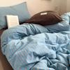Literary Wabi-sabi Cotton Striped Bedding Set - Three-Piece Dormitory Duvet Cover with Fitted Sheet