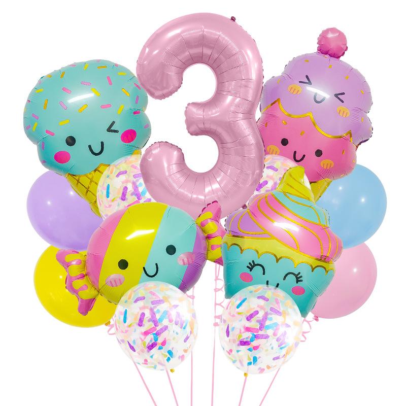 New Candy Ice Cream Balloon Set Baby Birthday Party Photo Props 32-Inch Pink Digital Scene Arrangement