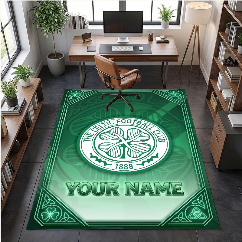 Crystal Velvet Rug Celtic FC Print Custom Name Text Floor Mat Home Decor