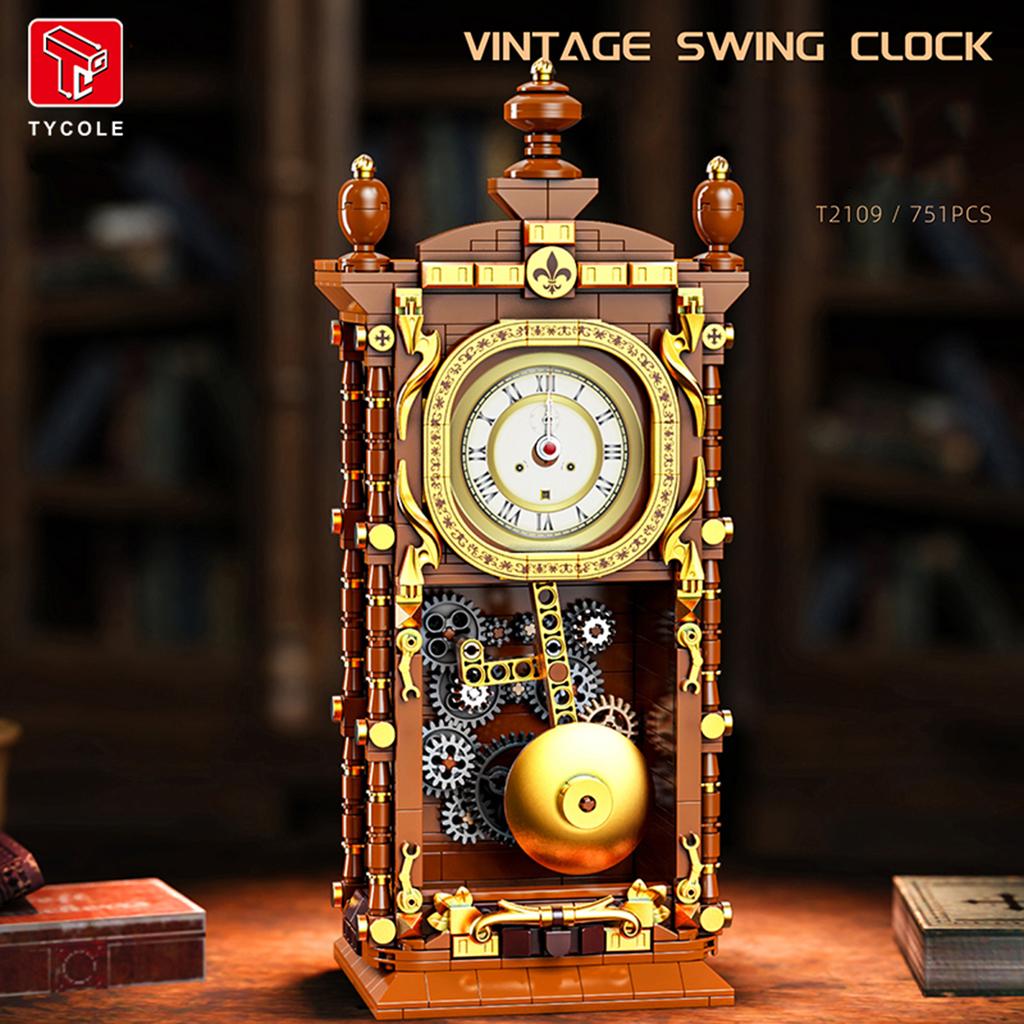 Non-Toxic 751Pcs Vintage Swing Clock Building Block Toys Set 3D Puzzle Model With Alarm Function Creative Desk Decor Christmas Gifts