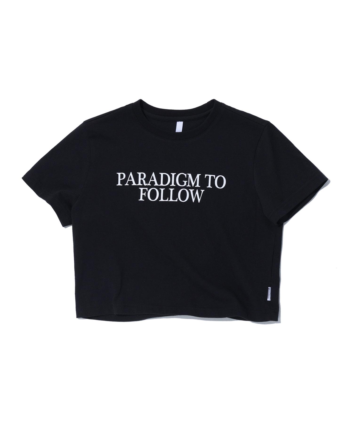 Mc Wood Gun Lydia 3611 Lettering Slim Crop Black Short Sleeve Tee S