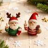 1/2/4Pcs Christmas Crocheted Santa Claus Ornament Handmade Knitted Yarn Middle Finger Santa Doll Xmas Holiday Party Decoration
