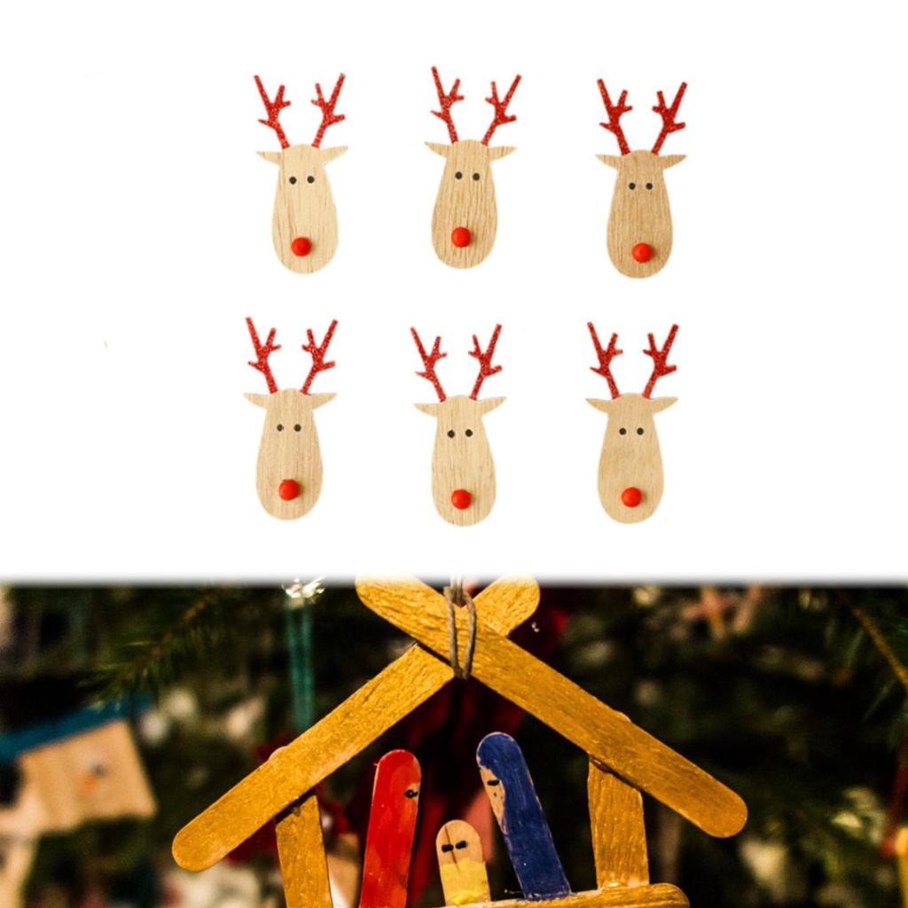 6 kusů přívěsků na vánoční stromek, dřevěné štítky, ozdoba pro festivalovou atmosféru
