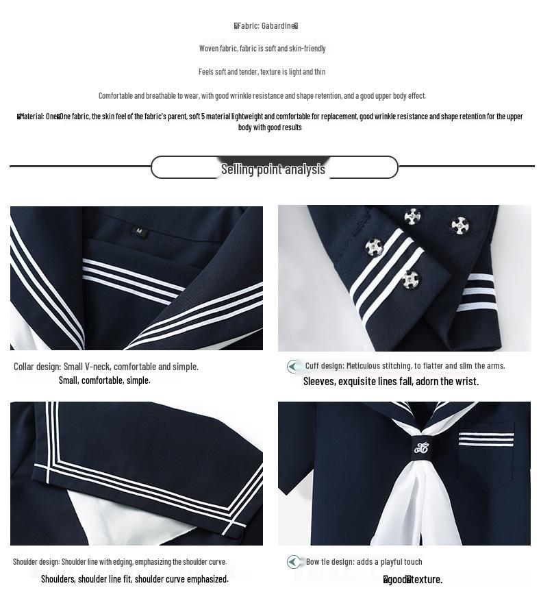 Japanese JK Navy Sailor School Uniform Set for Women