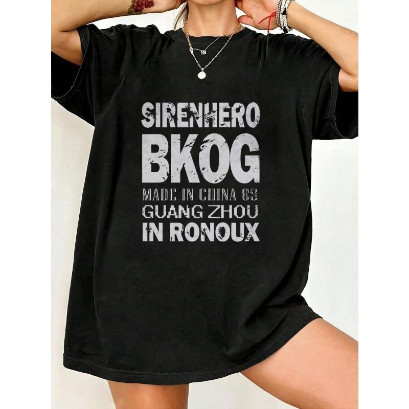 

Oversized T Shirt Black Sirenhero Bkog Made In China 83 Guang Zhou In Ronoux Graphic Print Casual Streetwear Fashion Top For Women Summer Outfit XXXXL