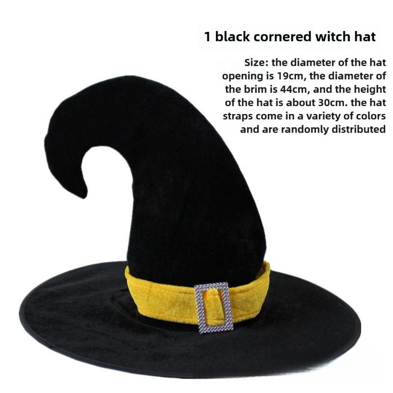 Halloween Prom Party Hat Witch Hat Witch Hat Veil Hat Printed Pumpkin Hat Black Tip Hat