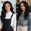 NOBLE Synthetic Lace Front Wig 20 Inch 6X4 Dark Brown Body Wave Natural Hairline Heat Resistant For Brazilian Women Lace Wig