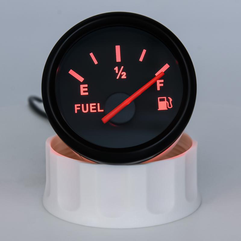 0-190 OHM 2" 52mm Fuel Level Gauge with Red Light + Fuel Level Sensor 130mm 230mm 270mm 530mm for All Auto Boat Yacht 12V 24V