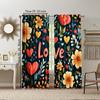 2 Pcs, Versatile Polyester Transparent Curtains for Home Decoration Boho Flowers and Leaves Love Letters for Use In Bedrooms and