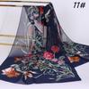 Chiffon Floral Elegant Scarves Silk Scarf Fashion Women Flower Printed Long Soft Wrap Scarf Simulation Silk Shawl Beach Scarf