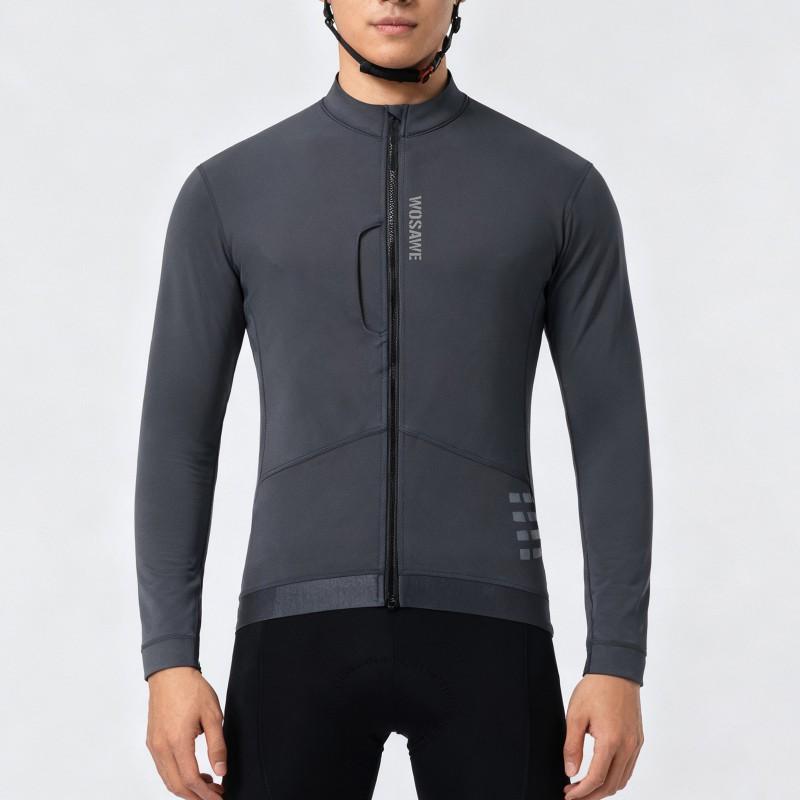 Mens Thermal Cycling Jacket Windproof Water-Resistant Fleece-Lined Long Sleeve Top Winter Riding