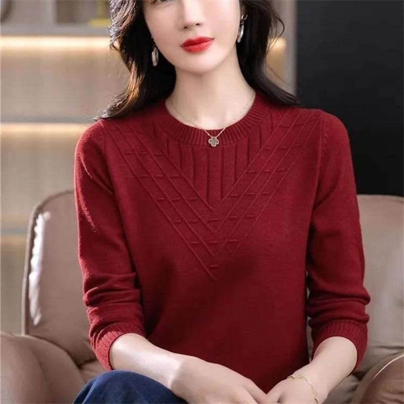 Women's Knitting Tops Autumn Winter Foreign Sweaters Mother's Loose Coat Slim Pullover Blouse Ladies Jacket