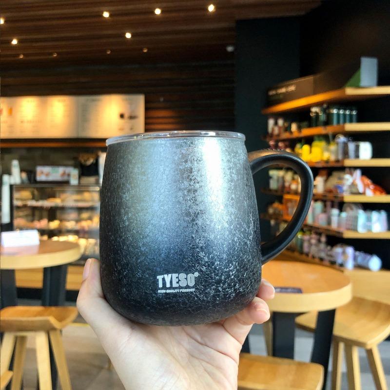 TYESO 473ml Vaccum Flask Stainless Steel Gradient Coffee Mug with Visible Lid Keep Cold & Hot Water Cup Office Desktop Drink Cup