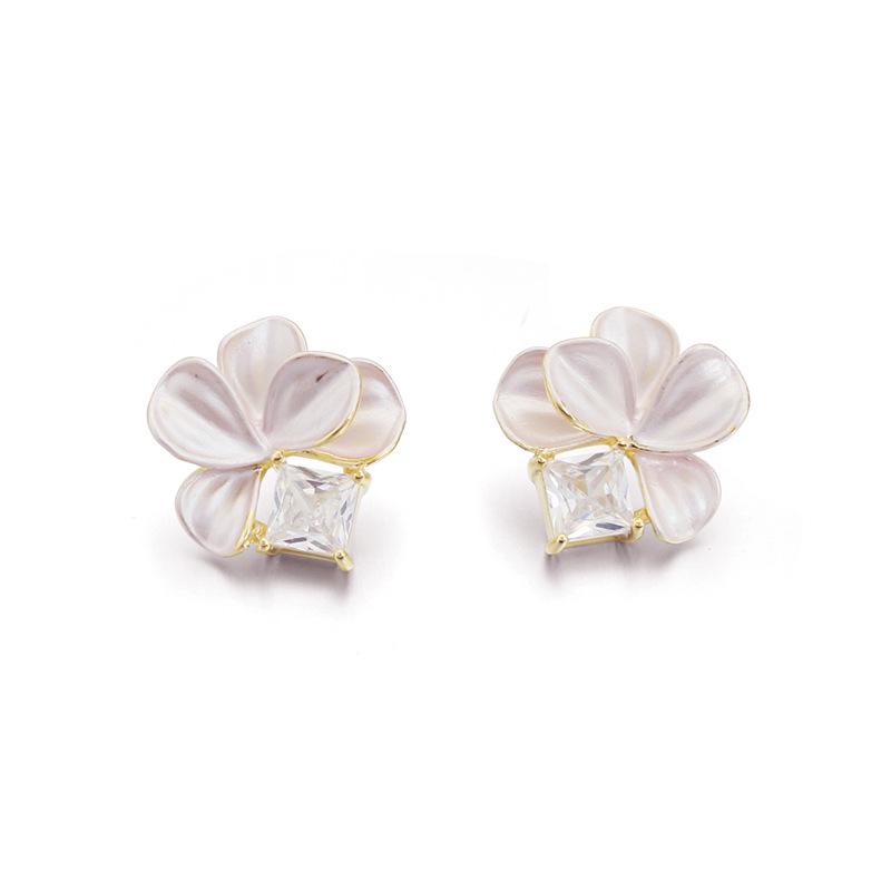 

Mori Style Zircon Flower Ear Clips for Women - S925 Silver Petal Earrings, No Piercing Needed