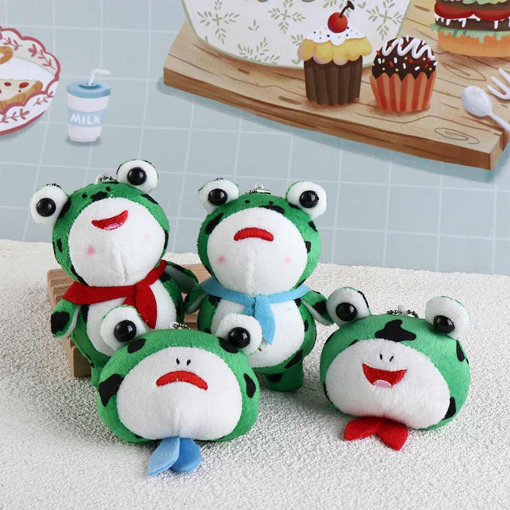 Plush Frog Plush Keyring Cartoon Frog Red Scarf Frog Plush Pendant School Bag Pendant