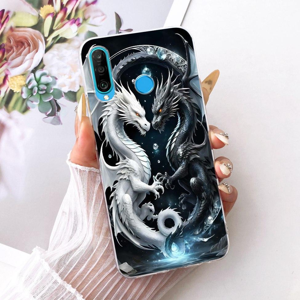 Transparent For Huawei P30 Lite Case Cover Cute Cat Fashion Butterfly Funny Painted Casing MAR-L01A MAR-L21A MAR-LX1A