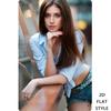 HD Metal Tin Sign Beautiful Model in Blue Striped Shirt  Denim Shorts Urban Street Portrait Wall Art Decor