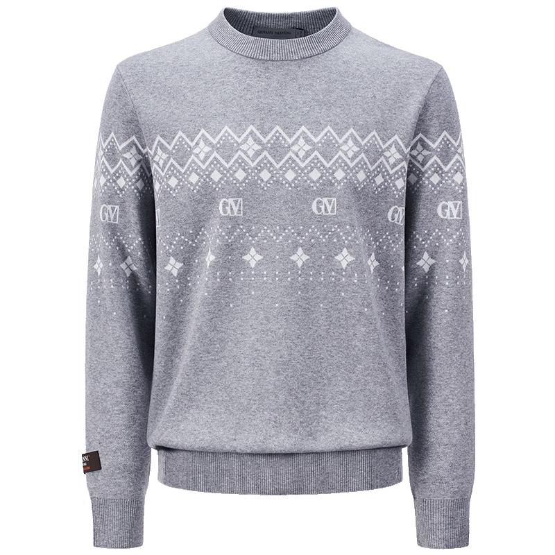 

Giovanni Valentino Men s Fair Isle Wool Blend Round Neck Sweater XL