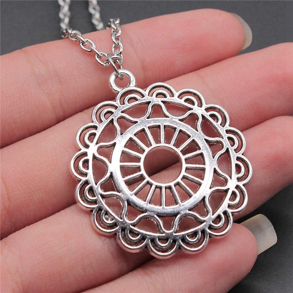 Blume des Lebens Heilige Geometrie Anhänger Antik Bronze Metall Jungen Halskette Trendiges Geschenk