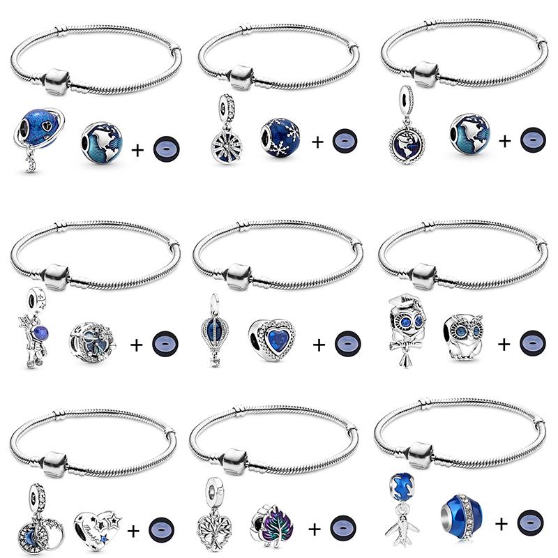 Innocence Couple Bracelets - Natural Obsidian Stone Beads With Astronaut Heart Charm, 2 PCs