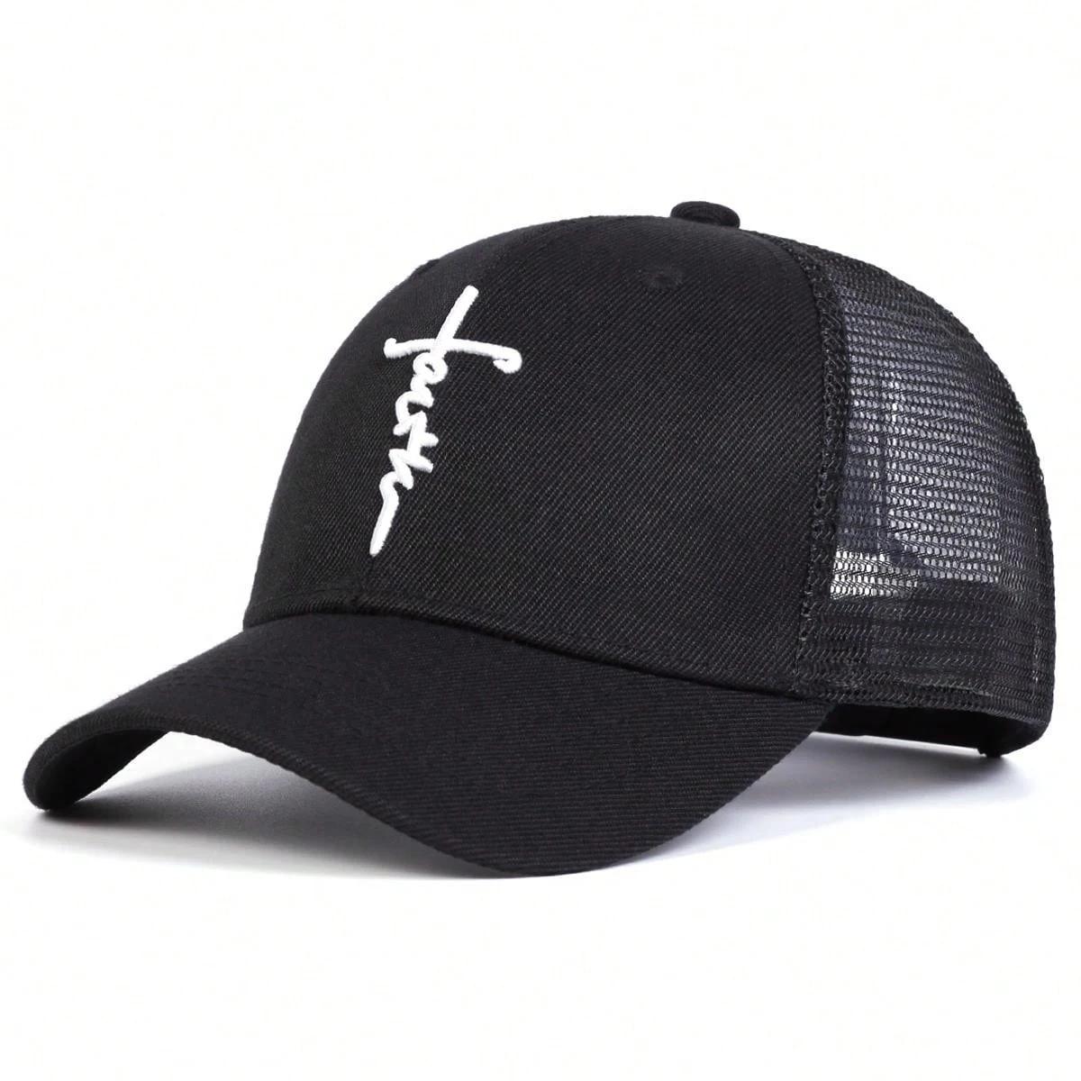 

Unisex Letter Cross Embroidery Baseball Net Caps Spring And Summer Outdoor Adjustable Casual Hats Sunscreen Hat Sports Cap