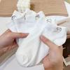 5 Paar/Los Süße Weiße Socken Mädchen Damen Niedriger Schnitt Baumwolle Einfarbige Socken Bär Gewebtes Etikett Sommer Frühling Atmungsaktiv Knöchel Kurze Socke