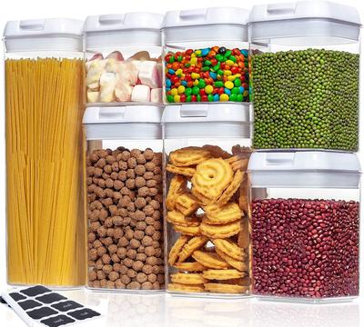 Airtight Plastic Vacuum Canisters for and Set X 800ml X 1200ml X Airtight and Coffee, Pasta, Flour, Sugar, Powder, Snacks, Tea, More. 7-Piece (1500ml