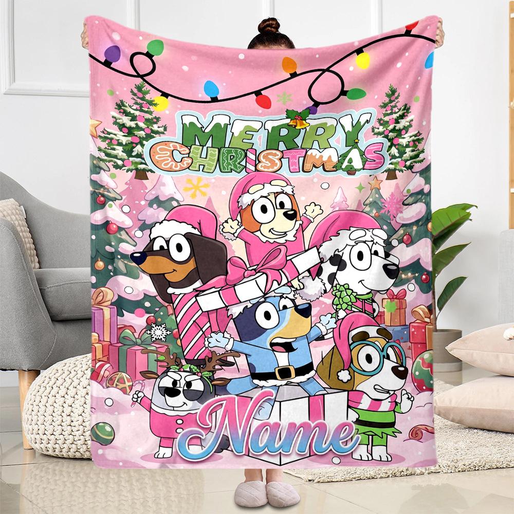 Christmas Friends Celebration Personalized Name Blanket Lightweight Customizable Blanket Comfortable Great for Chair Bed Sofa Living Room