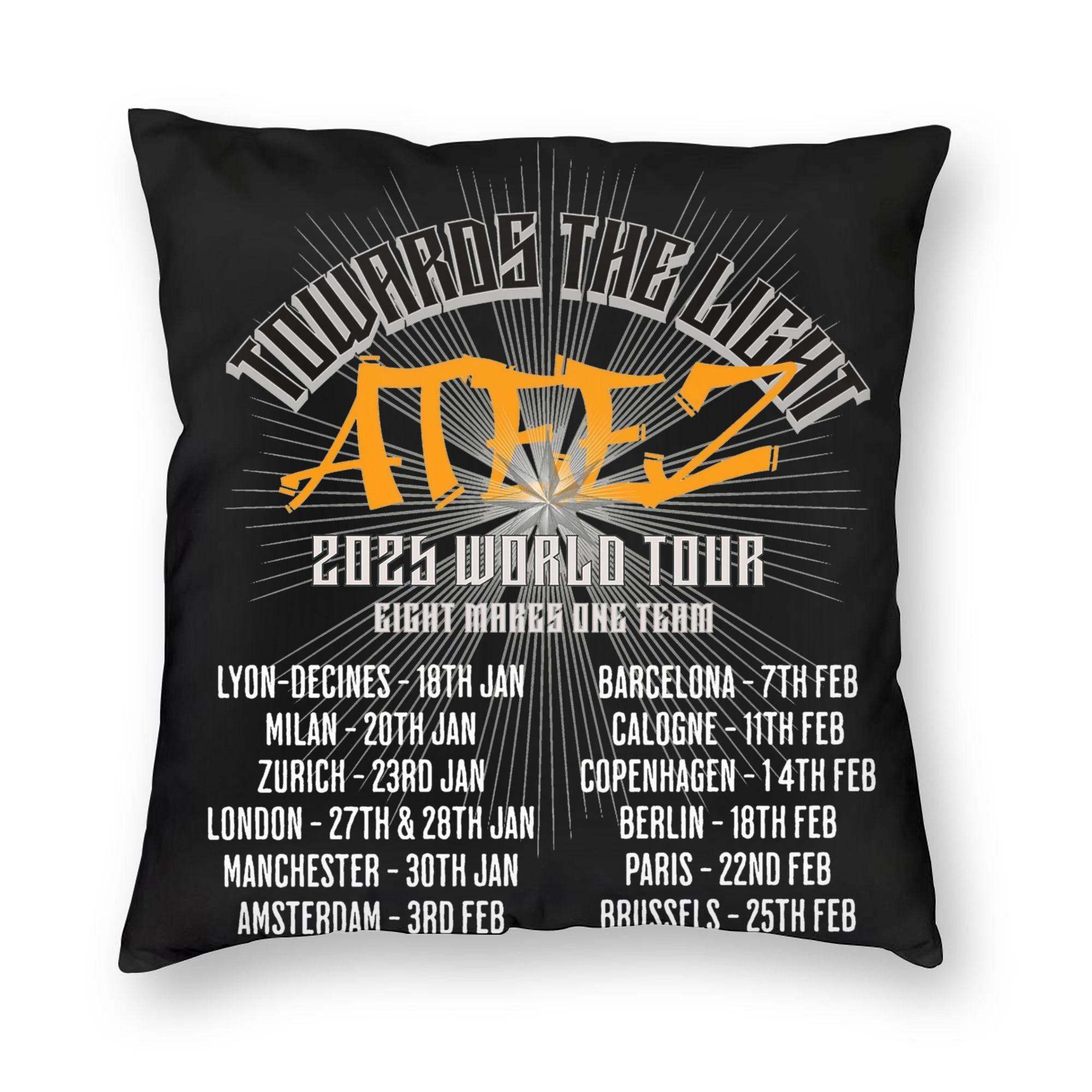 Ateez The Fellowship Map The Treasure Pillowcase Printing Cushion Cover Decoration Throw Pillow Case Cover Home Drop Shipping Peach skin 18*18(CM)-1Pcs