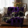 Purple Cute Halloween Cartoon Anime Print Flannel Blanket Soft Warm Throw for Kids Bedroom Sofa Christmas Office Car