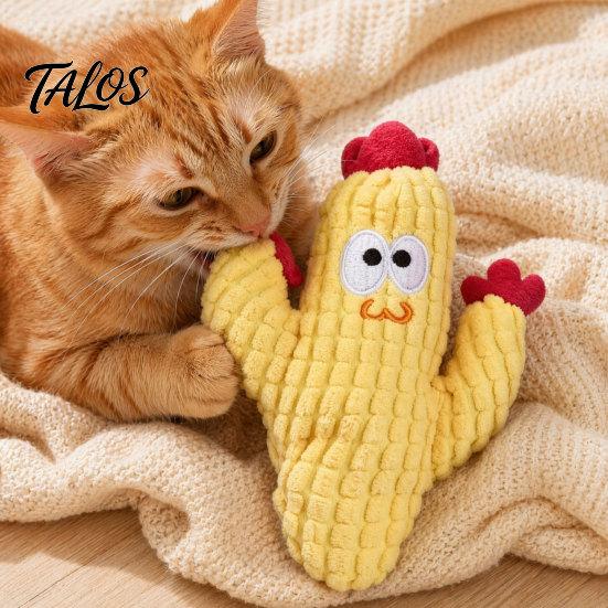 Talos Plush Cactus Cat Toy, Catnip Filled Chew Cute Stuffed Kitten Teething Toy for Indoor Cats Entertainment